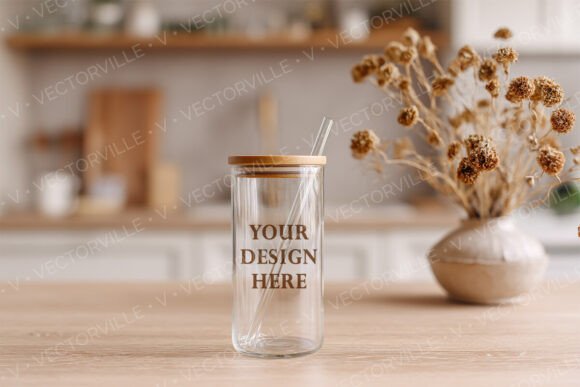 Download Glass Cup Mockup with Bamboo Lid JPEG - Bamboo lid Collection