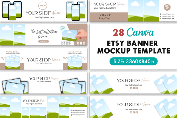 Download 28 Etsy Banner Mockup Template for Canva - Mockup template Collection