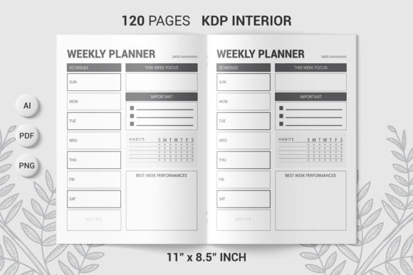 Download Weekly Planner for Amazon KDP Interior - Amazon kdp interior Collection