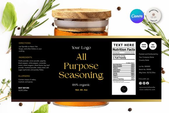 Download Canva Printable Spice Seasoning Labels - Canva printable Collection