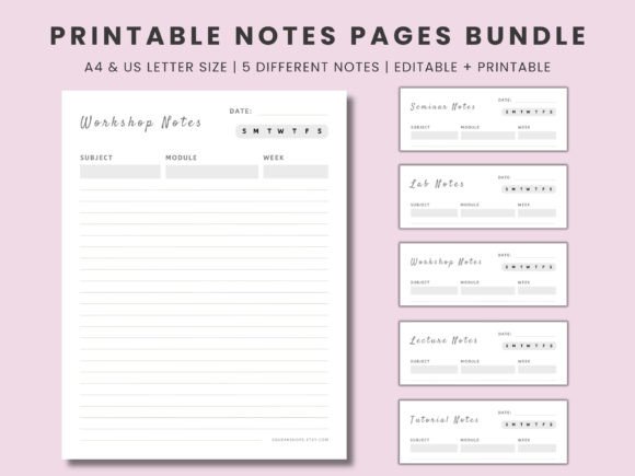 Download Canva Printable Lined Notes Pages Bundle - Canva printable Collection