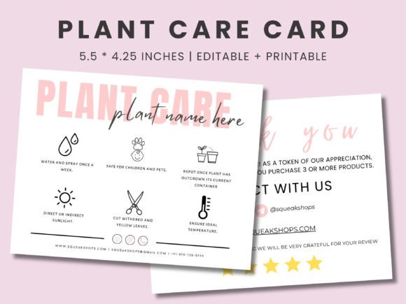 Download Canva Printable Plant Care Card Template - Canva printable Collection